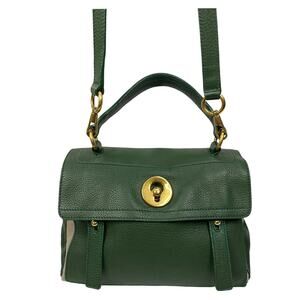 YSL Muse Two Green Leather Satchel Crossbody Yves Saint Laurent Bag Y2K Luxury
